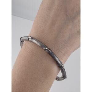Antonio Pineda Mexico 970 Sterling Silver Bamboo Bangle Bracelet 7-3/4 Inches